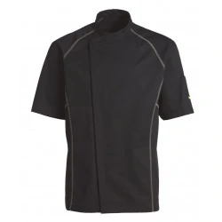 Veste de cuisine KENTAUR - Teddy - Manches courtes - NOIR - Procouteaux