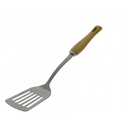 Spatule perforée Inox - manche bois - DE BUYER en vente sur procouteaux.com