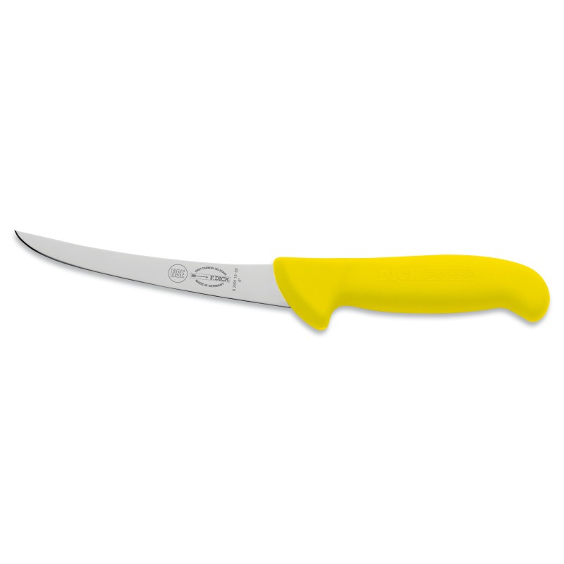 Couteau à désosser ErgoGrip jaune - F. Dick - lame courbée 15 cm